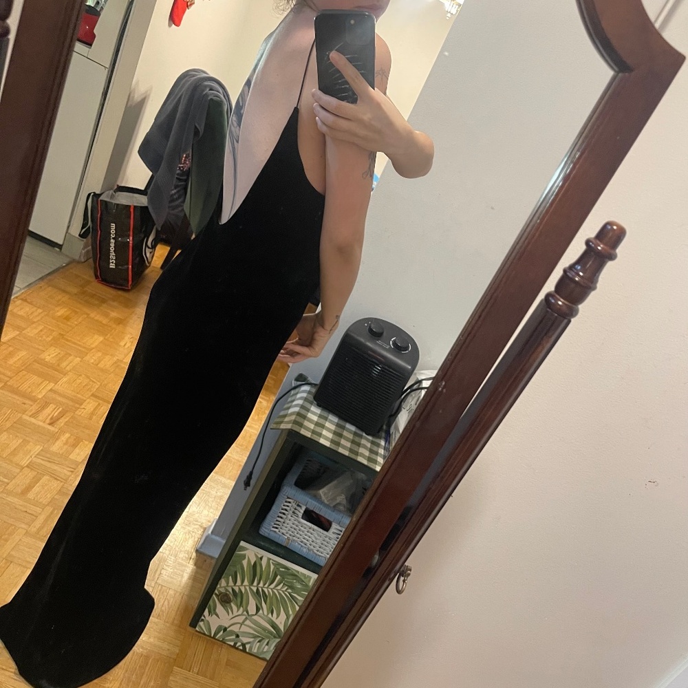 Realisation Par Black Velvet silk slip dress